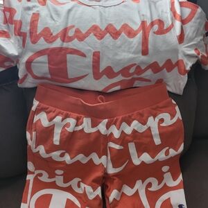2 Piece mens spring/summer champion outfit size XL coral & white color.